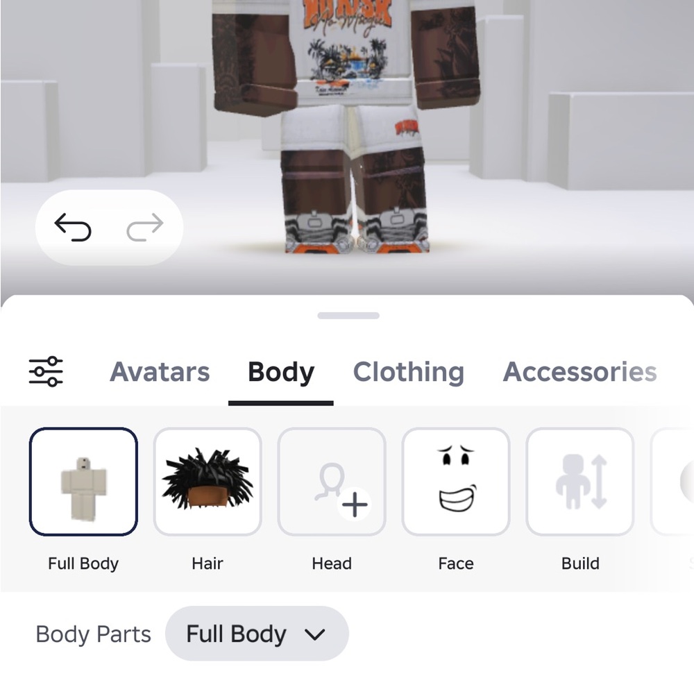 Brown and White Graphic Full Body Avatar